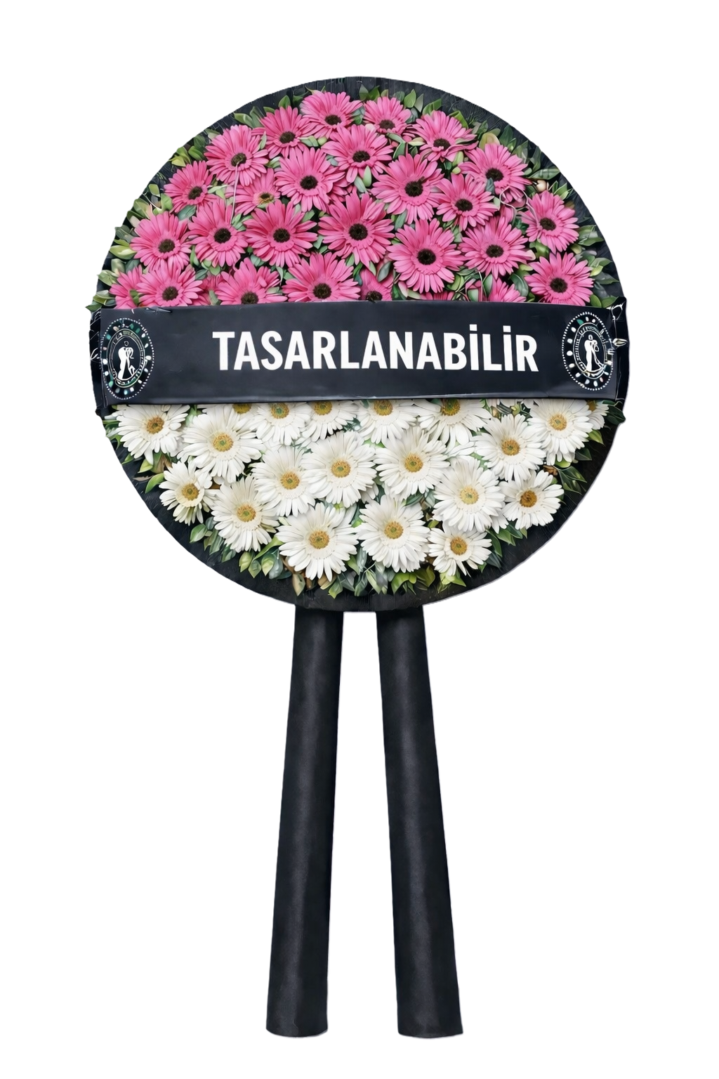 Hüzünlü Meltem - Pembe-Beyaz Çelenk Aranjmanı