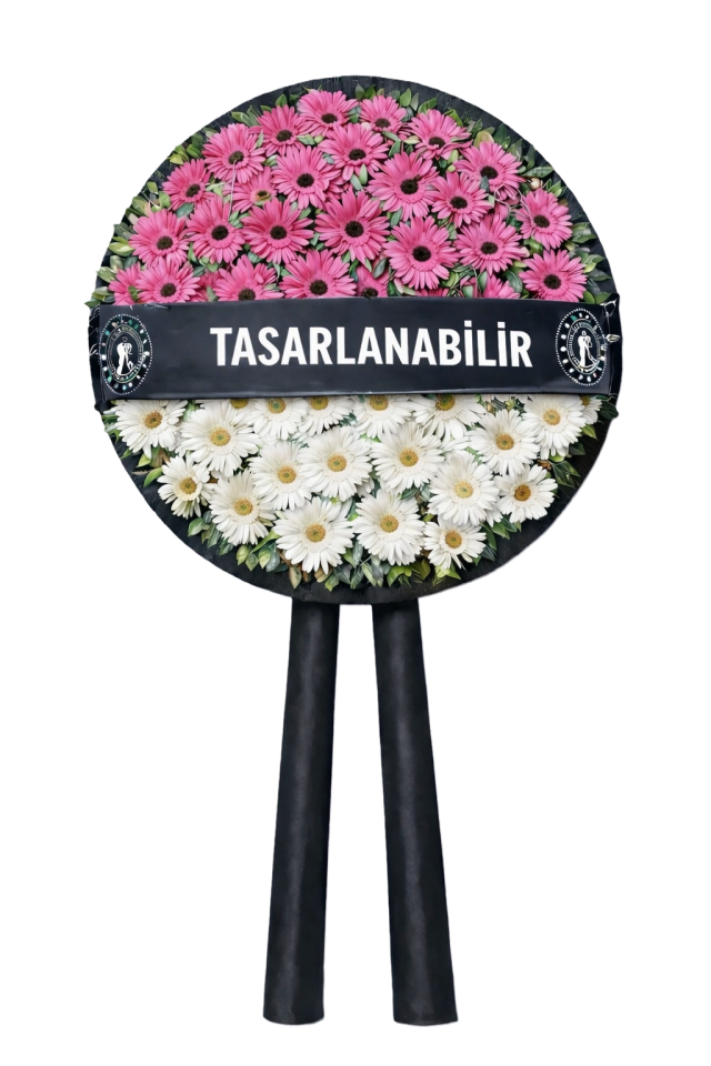 Hüzünlü Meltem - Pembe-Beyaz Çelenk Aranjmanı