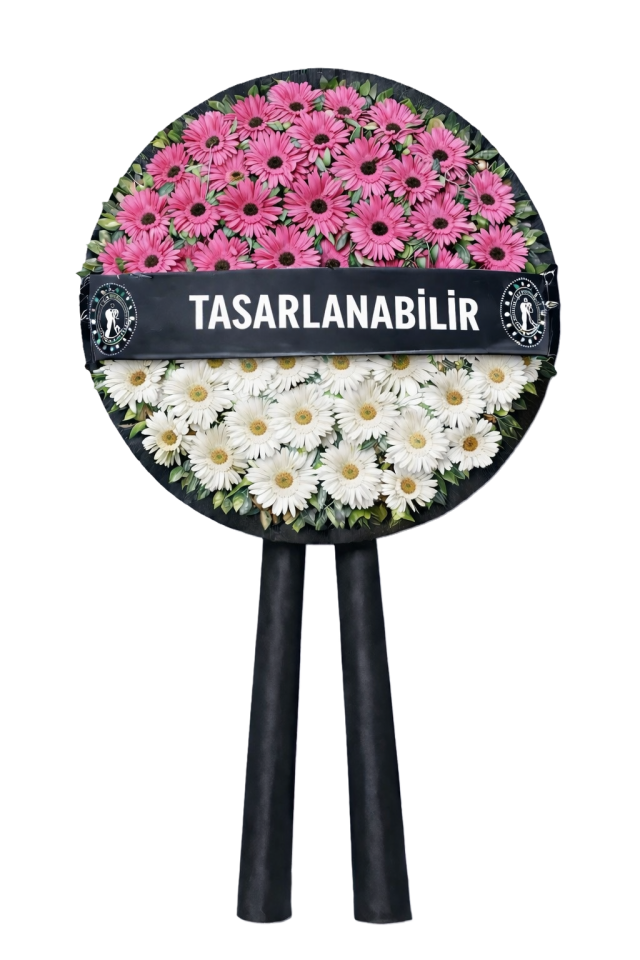 Hüzünlü Meltem - Pembe-Beyaz Çelenk Aranjmanı