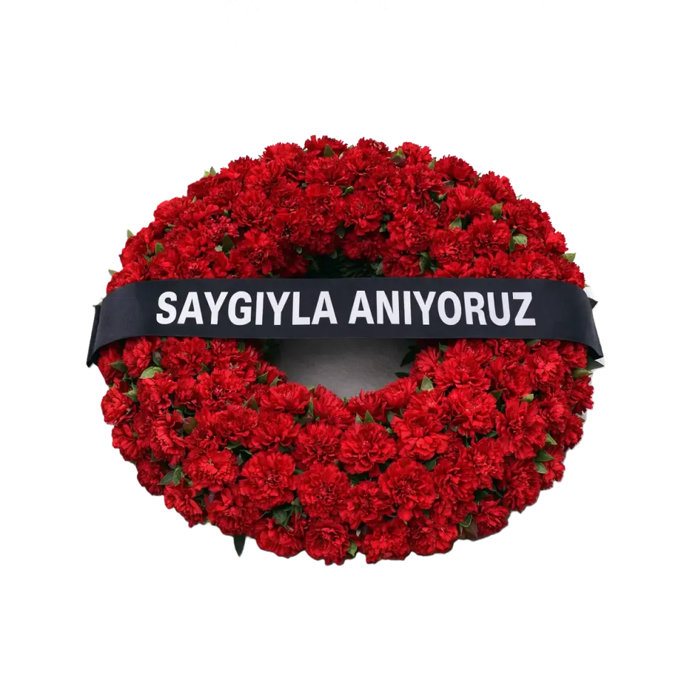 Kırmızı Çiçekler Halka Çelenk Aranjmanı