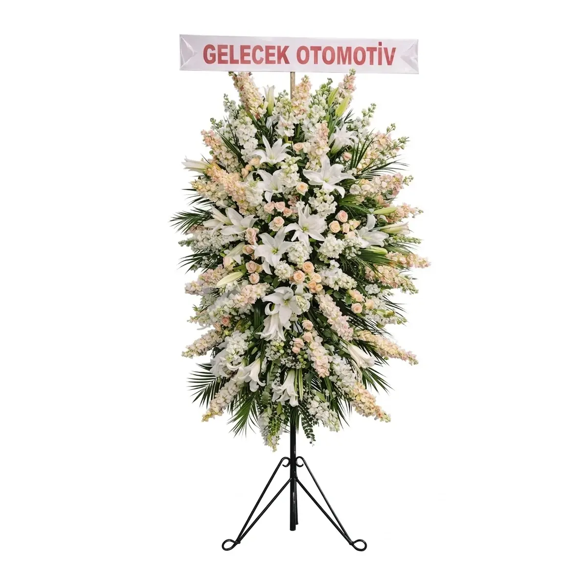 Zamansız Güzellik -  Beyaz-Krem Ferforje Çelenk